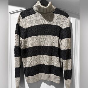 CROFT AND BARROW Stripped Turtleneck Cable Sweater